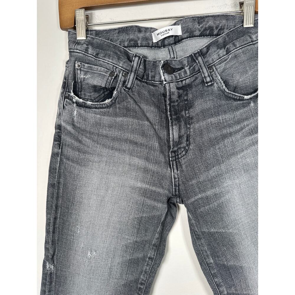 Moussy Vintage Jeans Howa Womens 27 Skinny Light Black Distressed Raw Hem - Picture 2 of 10